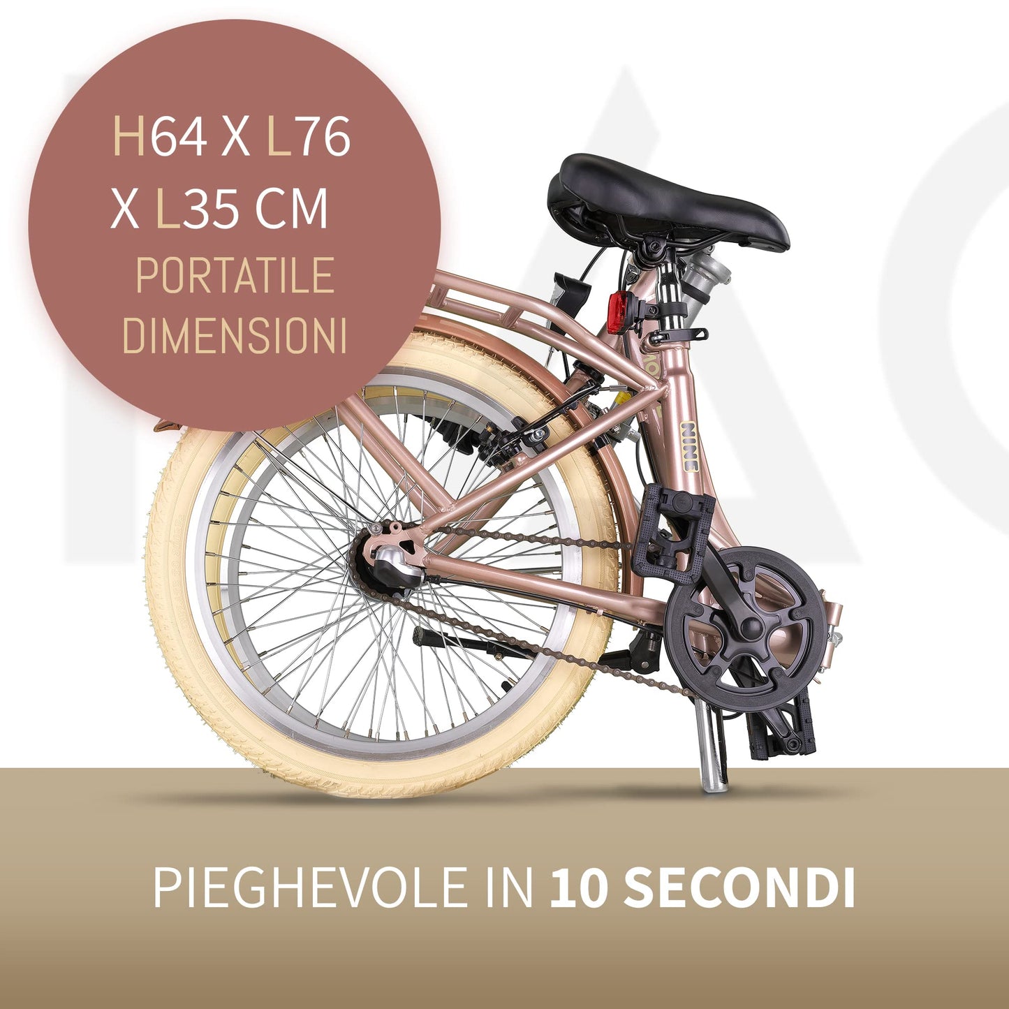 PACTO Nine - Dutch-Style Comfort Folding Bike 27cm Steel Frame Bicycle 20 Inch Nexus 3 Hub Gear Foldable Folding Bike for Adult Men Women