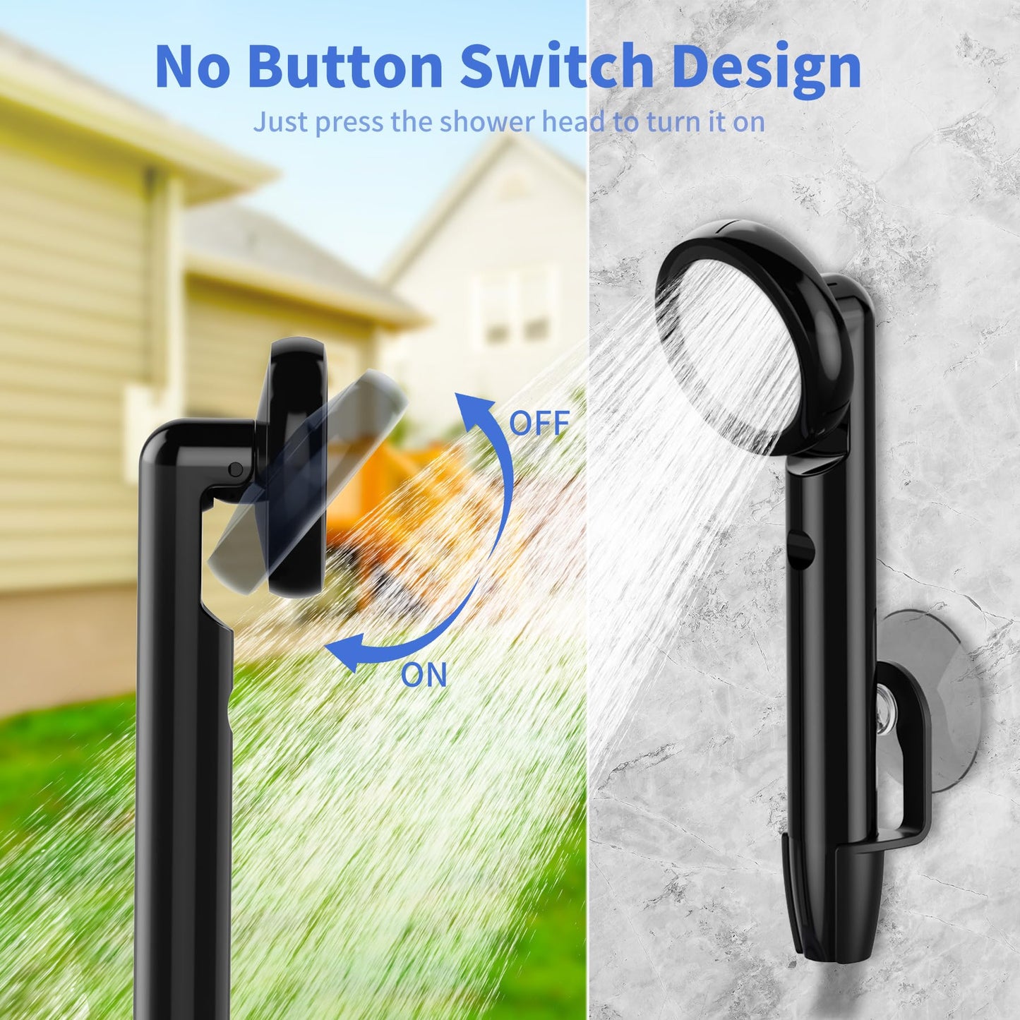 YAOBLUESEA Camping Shower with Pump, Portable Camping Shower Set with 4000mAh Rechargeable Battery & 1.8m Hose, Digital Screen Portable Camping Shower for Garden Camping Car Washing Pet Bathing