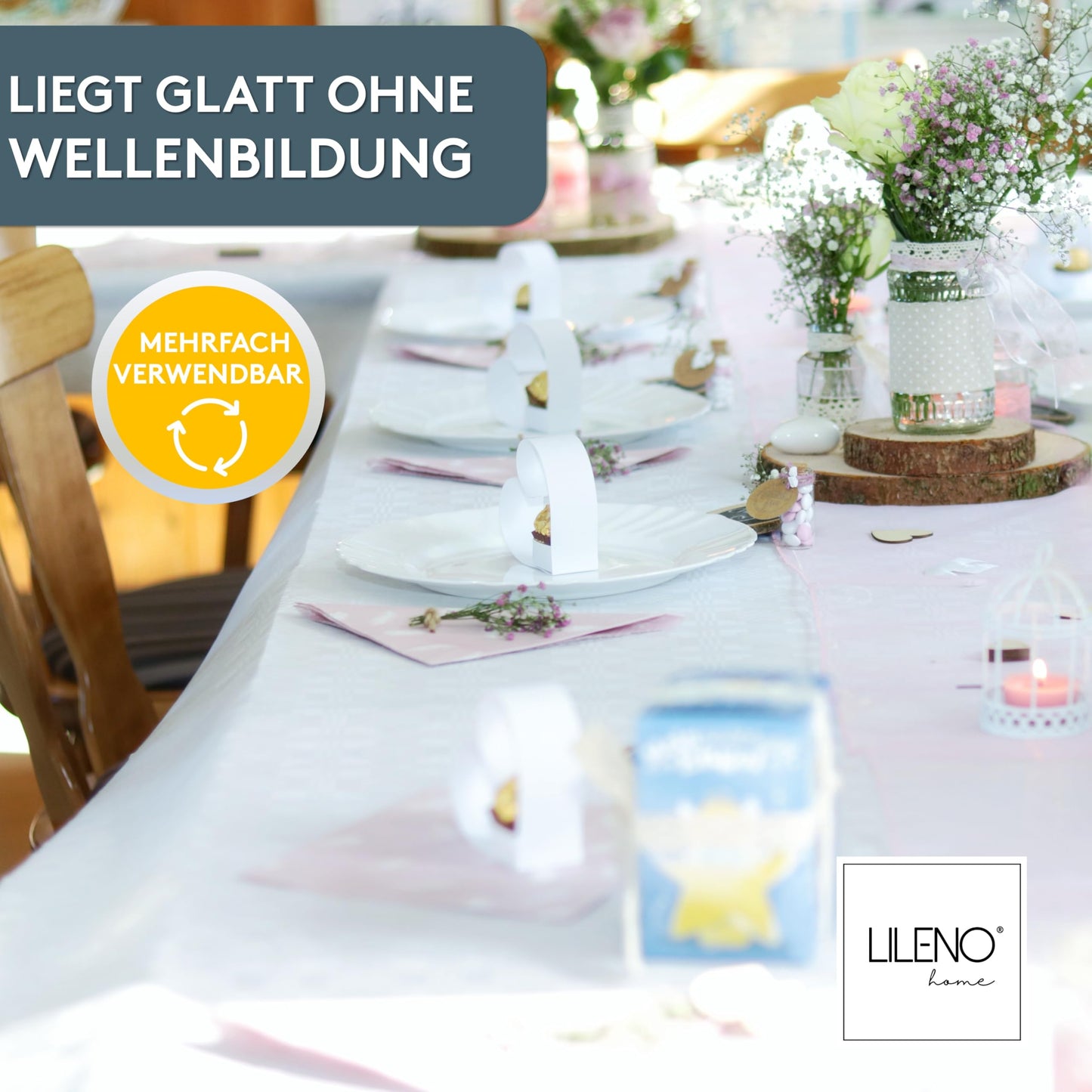 LILENO HOME tablecloth roll 1.10 x 25 m - Green non-woven tablecloth - Fabric-like, washable tablecloth on a roll, tablecloth roll by the meter - Disposable paper tablecloth roll alternative