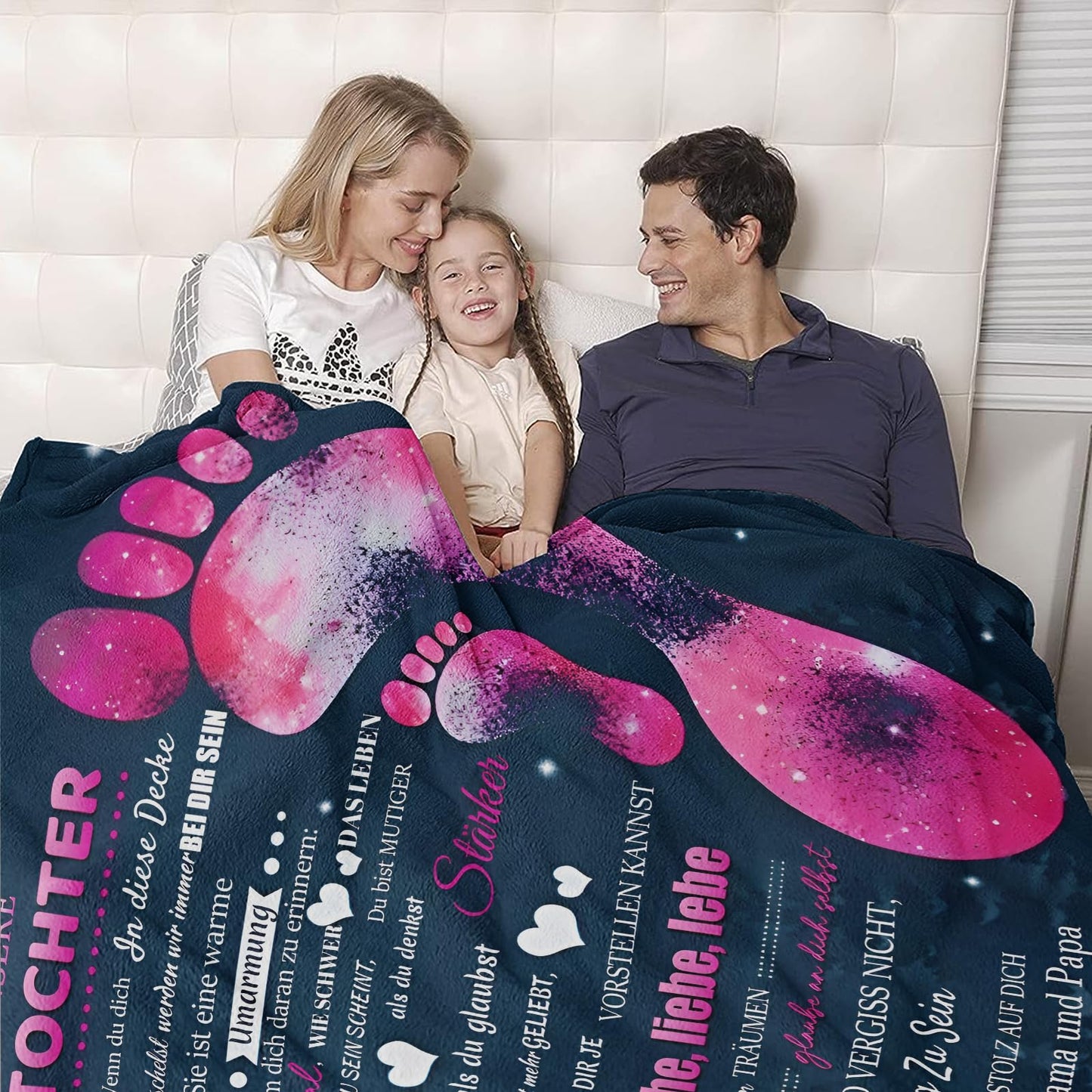 Cuddle blanket fluffy for our daughter from parents, Personalized gifts blanket German Mom and Dad for Daughter love letter blanket Positively Encourage Fleece blanket throw blanket sofa blanket (150x200cm)