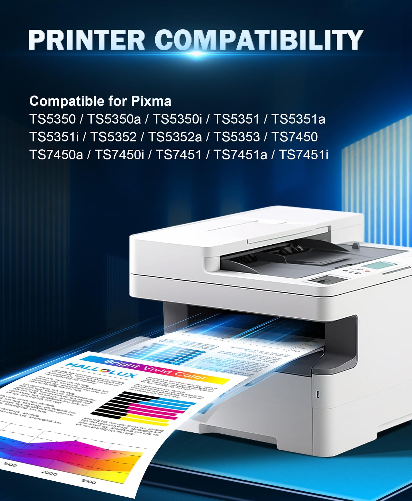HELLOLUX PG-560XL CL-561XL printer cartridges for Canon 560 561 cartridges for Canon Pixma TS5350i cartridges TS5351i TS5350a TS7450A TS7451A TS7450i TS5350 TS7450 TS7451i TS5351 (Black Color)
