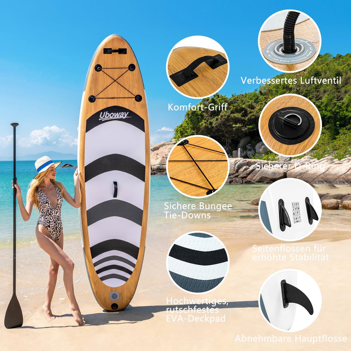 Inflatable Stand Up Paddling Board Surfboard SUP Board 320 * 81 * 15 cm 200KG made of 2600GSM PVC woven mesh fabric and PVC coated fabric.