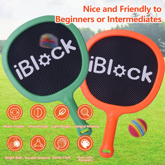 Smartwo Kids Racket Set, Outdoor Ball Games for Boys Girls, Lightweight Badminton Tennis Rackets for Beginners, Pool Beach Games Garden Games for Kids Outside, Orange & Green