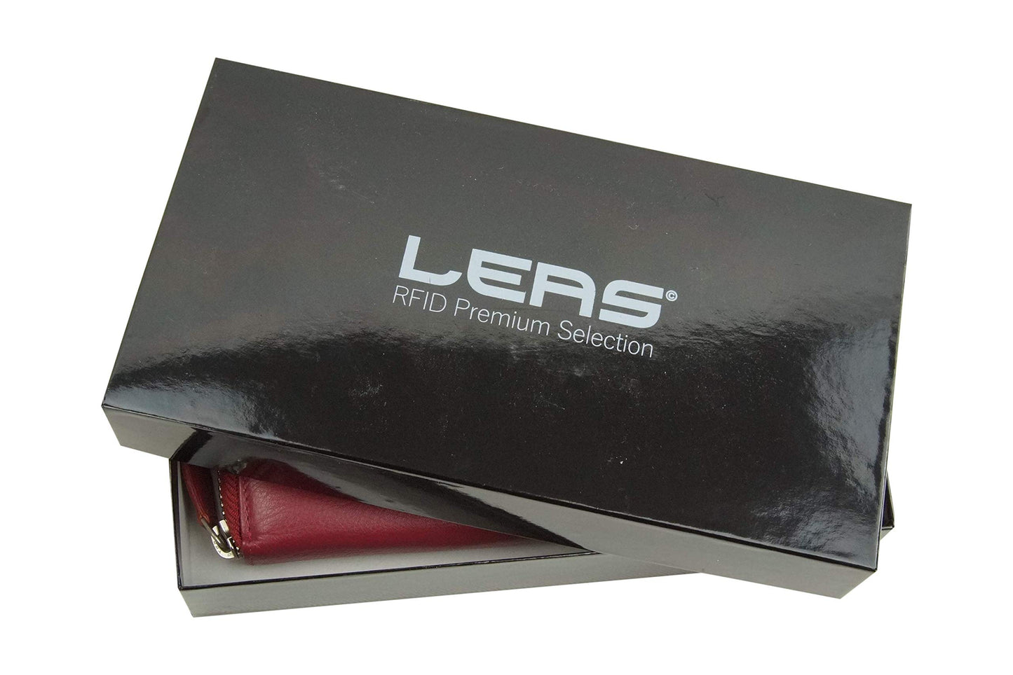 Large full leather women's wallet with RFID protection, zip all around, women's long wallet, purse wallet in genuine leather by LEAS, red 19.5x9.5x2cm (WxHxD)