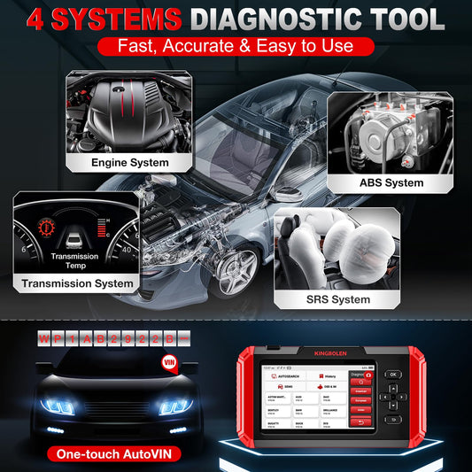 KINGBOLEN S500 OBD2 diagnostic tool, Automotive error code reader for Engine/Transmission/ABS/SRS, Auto diagnostic tool with Oil, SAS, Brake, ETS reset, Auto VIN, Lifetime Free Upgrade.