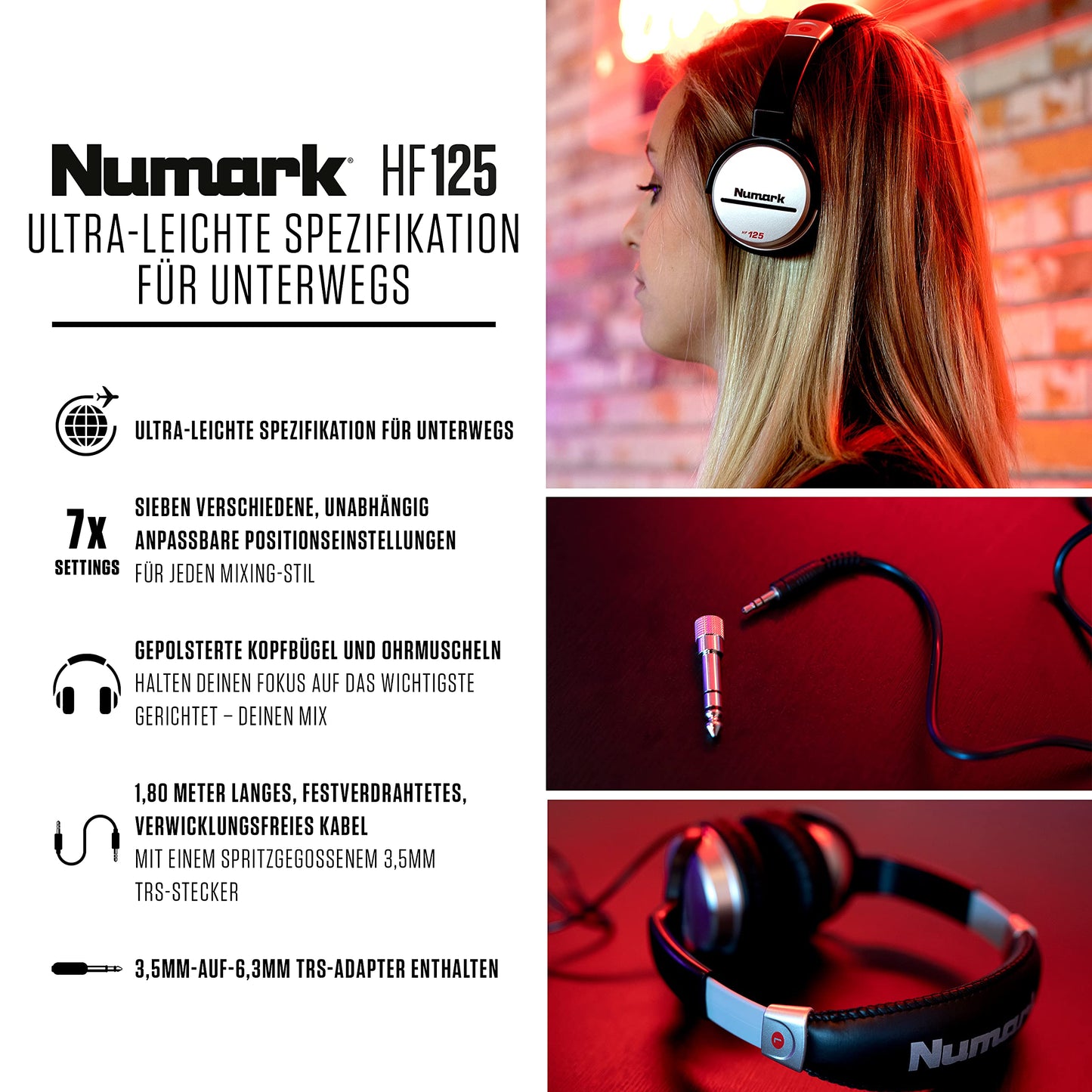 Numark Party Mix Live + HF 125 - DJ Controller set with built-in speakers, light show, mixer, and DJ headphones.