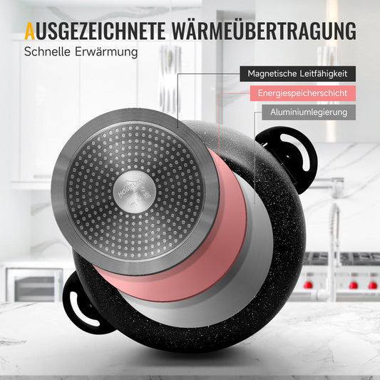 28cm cooking pot Homelux pot induction cooking pot with glass lid, non-stick coating, 12L soup pots made of aluminum for all types of stoves (H-C28)