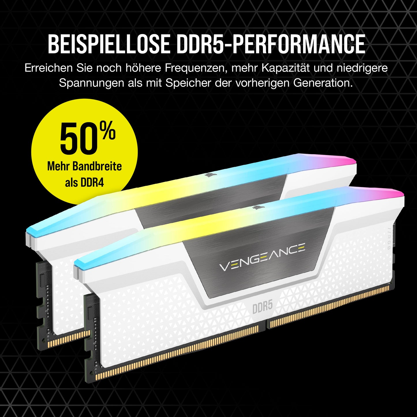 CORSAIR Vengeance RGB DDR5 RAM 32GB (2x16GB) 6000MHz CL36-44-44-96 1.4V AMD & Intel XMP Desktop Memory - White (CMH32GX5M2E6000Z36W)