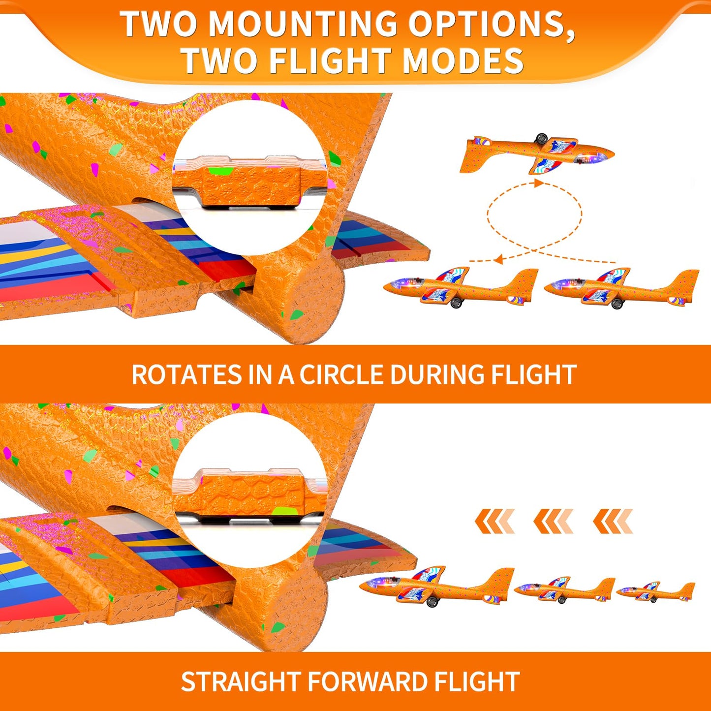 Doloowee 4 IN 1 Airplane Launcher Toy, LED Foam Glider Aircraft Catapult, 3 Flight Modes, Outdoor Sport Flying Toy for 3-12 Year Old Boys Girls Birthday Gifts (Blue+Green)