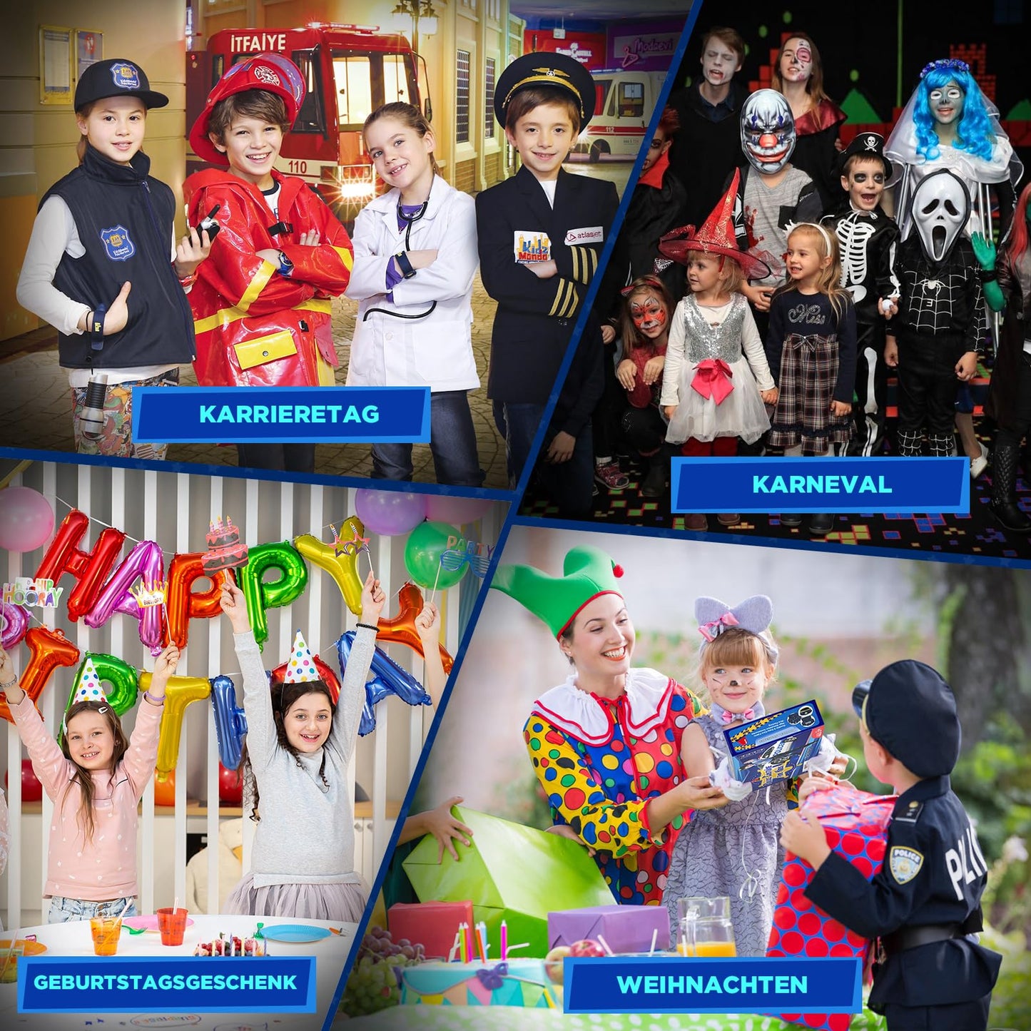 INNOCHEER Police Costume for Kids Boys and Girls - Halloween Carnival Costume - Police Toy (Large 8-10 Years)