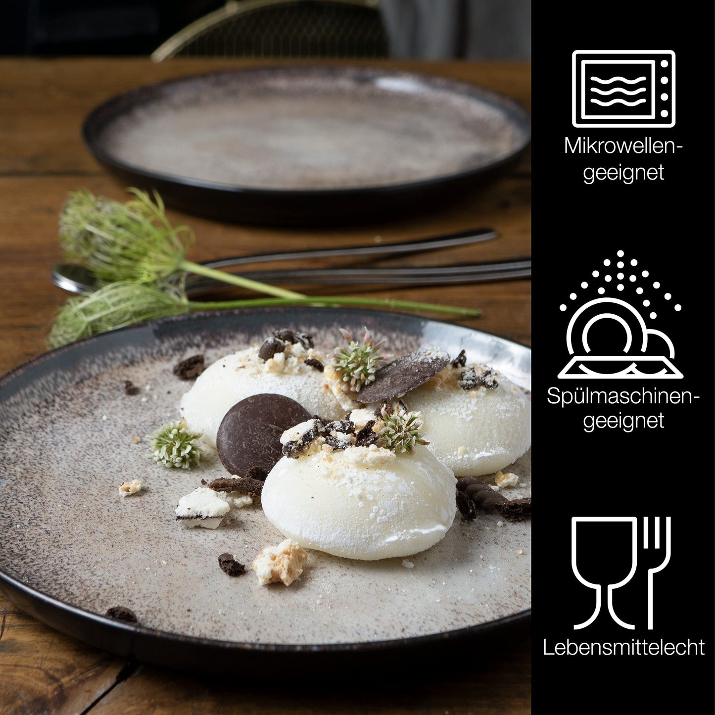 Moritz & Moritz LIFE 6-Piece Dessert Plate Set Beige - Stylish Porcelain Breakfast Plates, Cake Plates for 6 People - Dishwasher and Microwave Safe
