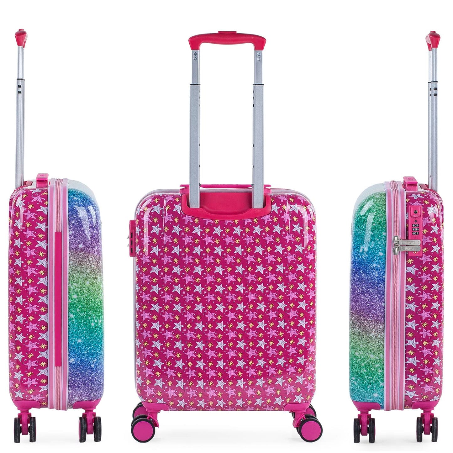 SKPAT - Children's suitcase, Rolloffs style carry-on trolley for girls, lightweight kids trolley, hand luggage, compatible with Ryanair TSA combination lock, Fuchsia.