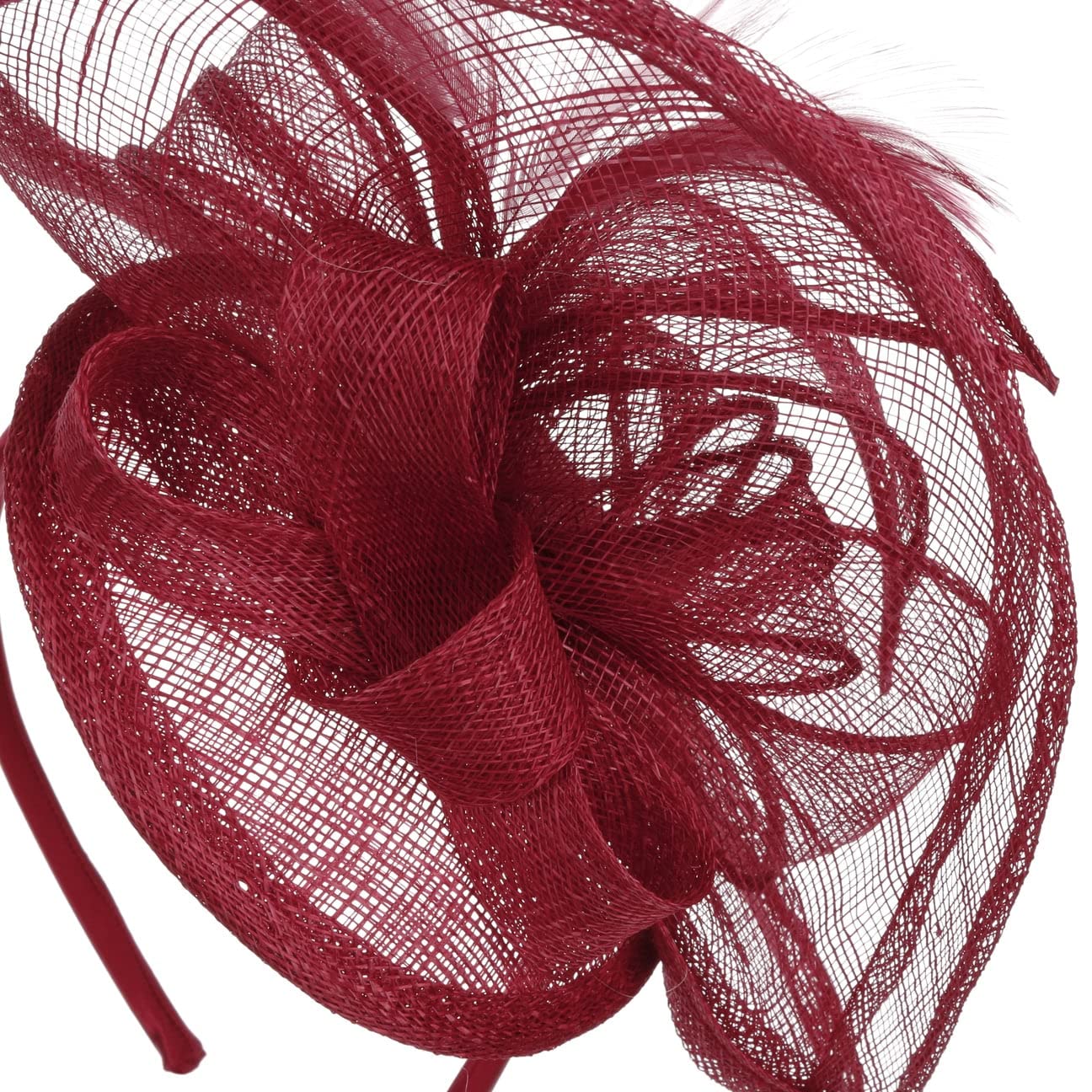 Seeberger Viadina Fascinator with feathers occasion hat straw hat women - summer spring-summer - One Size dark red