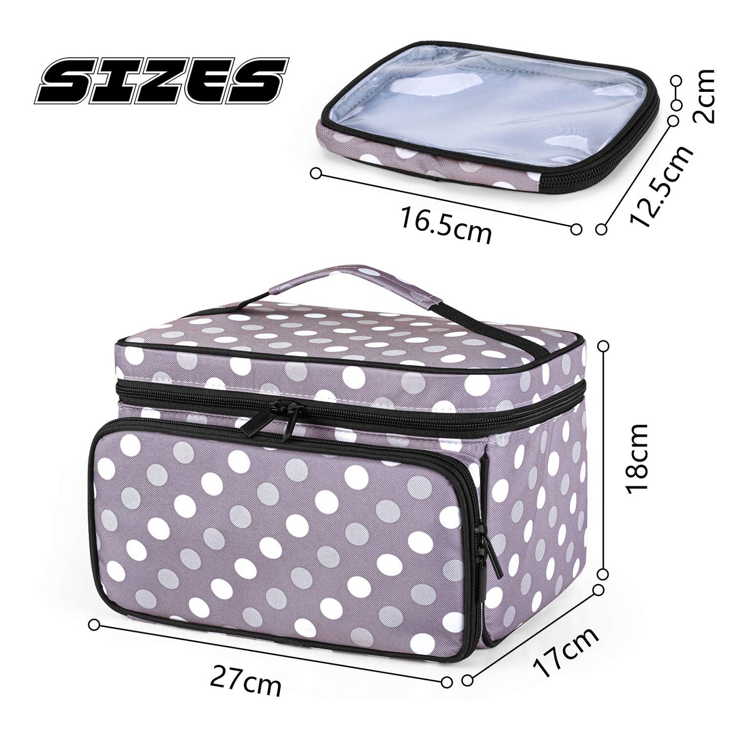 Luxja Sewing Accessories Bag, Sewing Kit Storage Bag, Yarn Bag for Wool, Sewing Tool Tote for Beginners, Travelers, Sewing Classes, Gray Dot