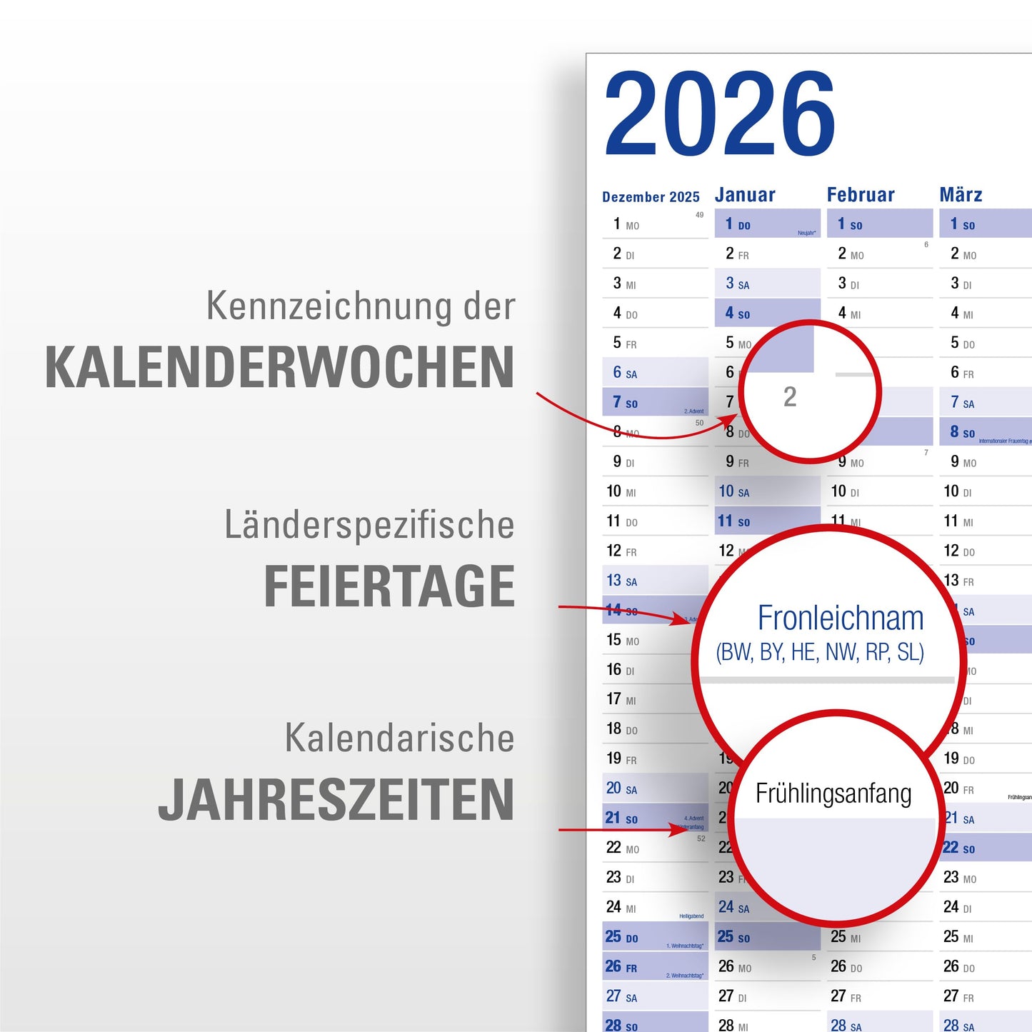 3-Pack: Yohmoe® XXL Wall Calendar 2026 large (98 x 68 cm) FOLDED into poster size. Landscape format, folded - 2026 Calendar Wall Calendar