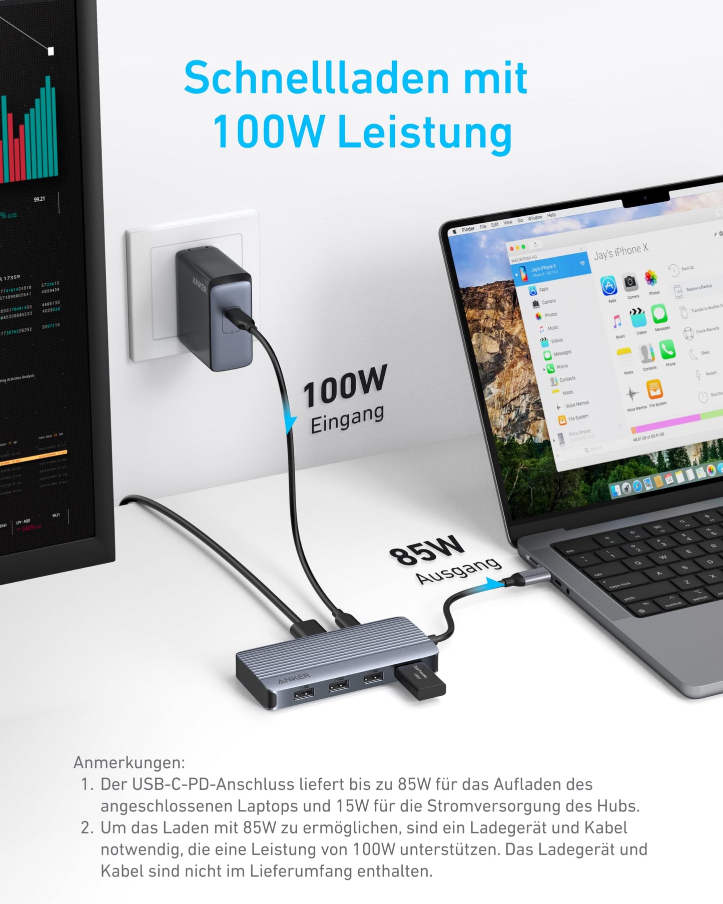 Anchor 7-in-1 USB-C Hub, Dual Display USB-C Docking Station, Dual HDMI Display, 100W Power Delivery, 10Gbit/s data transfers, USB ports for MacBook Air/Pro, Dell XPS, iPad Pro, and more.