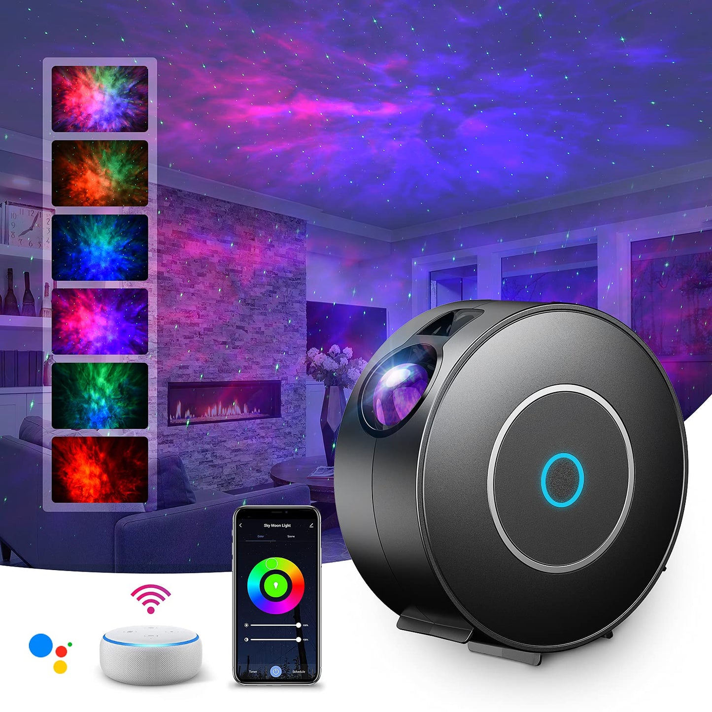 SUPPOU LED Alexa Starry Sky Projector, Smart Night Light 3D Galaxy Star Projector Lamp for Kids Adults with RG Dimming/Voice Control/WiFi Connection/Compatible with Alexa Google Assistant
