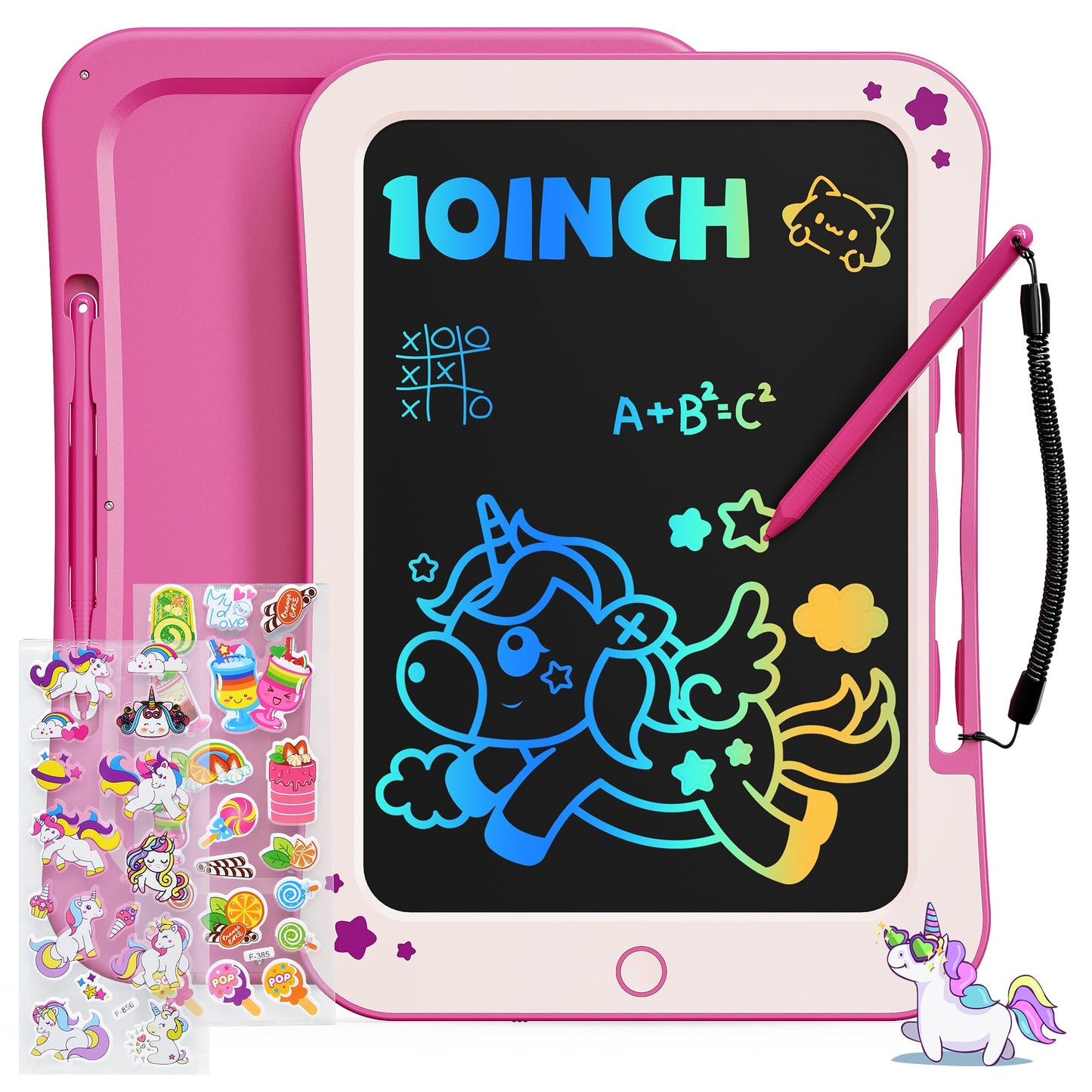 TEKFUN Kids Toy for 3 4 5 6 Year Old Boys Girls Gifts, 10 Inch LCD Writing Tablet Children Drawing Board, Educational Travel Toy Boy Girl Birthday Age 3-8 (Pink)