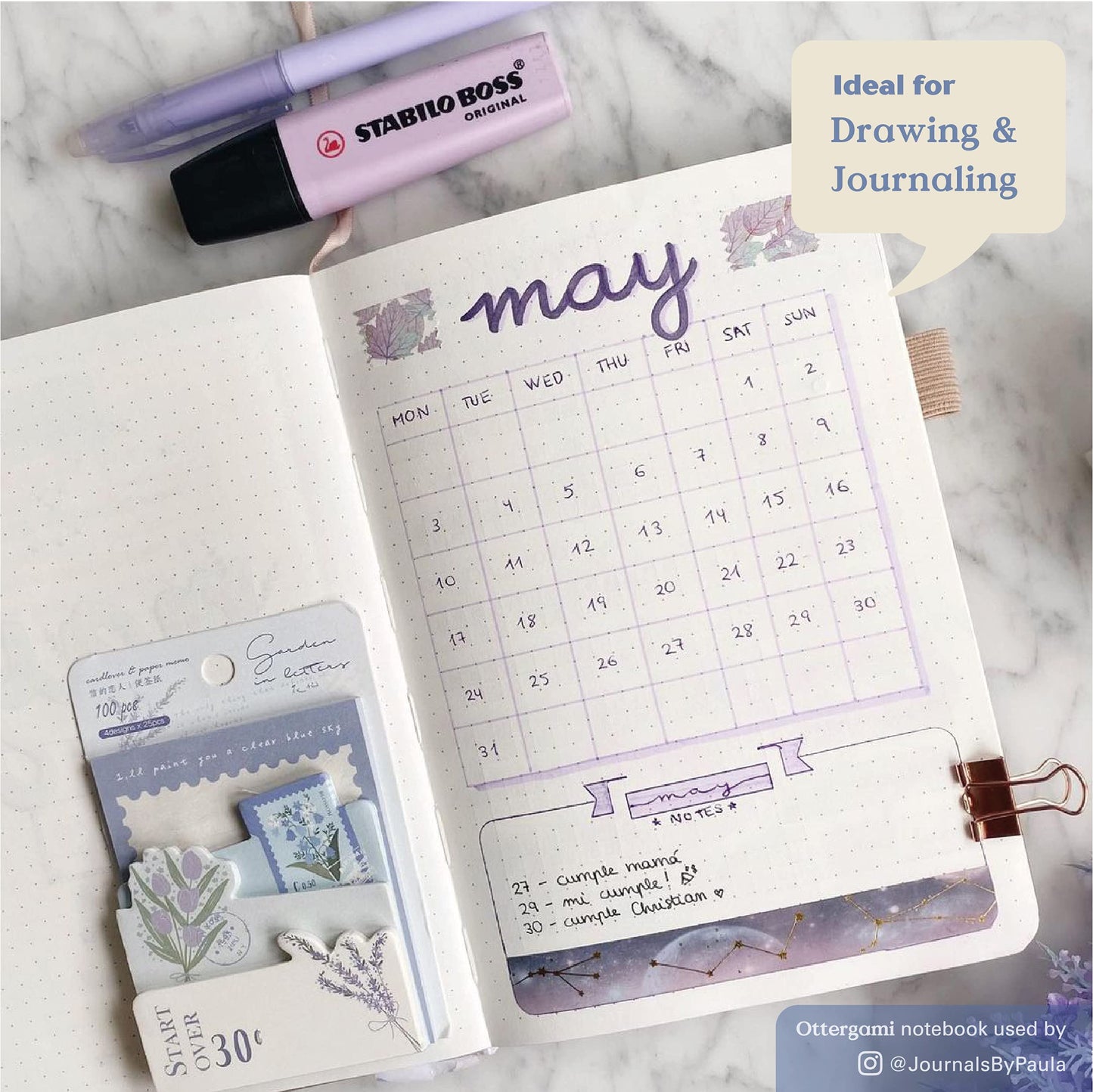 Ottergami Bullet Journal Notebook dotted - High-quality, thick paper with 150 g/m² - The Classic A5 dotted Bullet Journal with pre-printed dots and extra templates.
