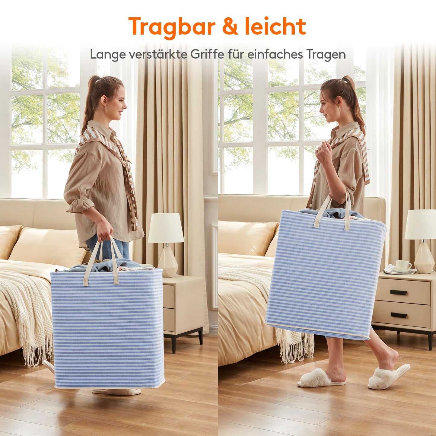 Lifewit 100L Laundry Basket, Large Laundry Hamper, Foldable Laundry Box, Laundry Sorter, Waterproof Clothes Organizer, Storage Box with Handles for Clothes, Towels, Toys, Blue