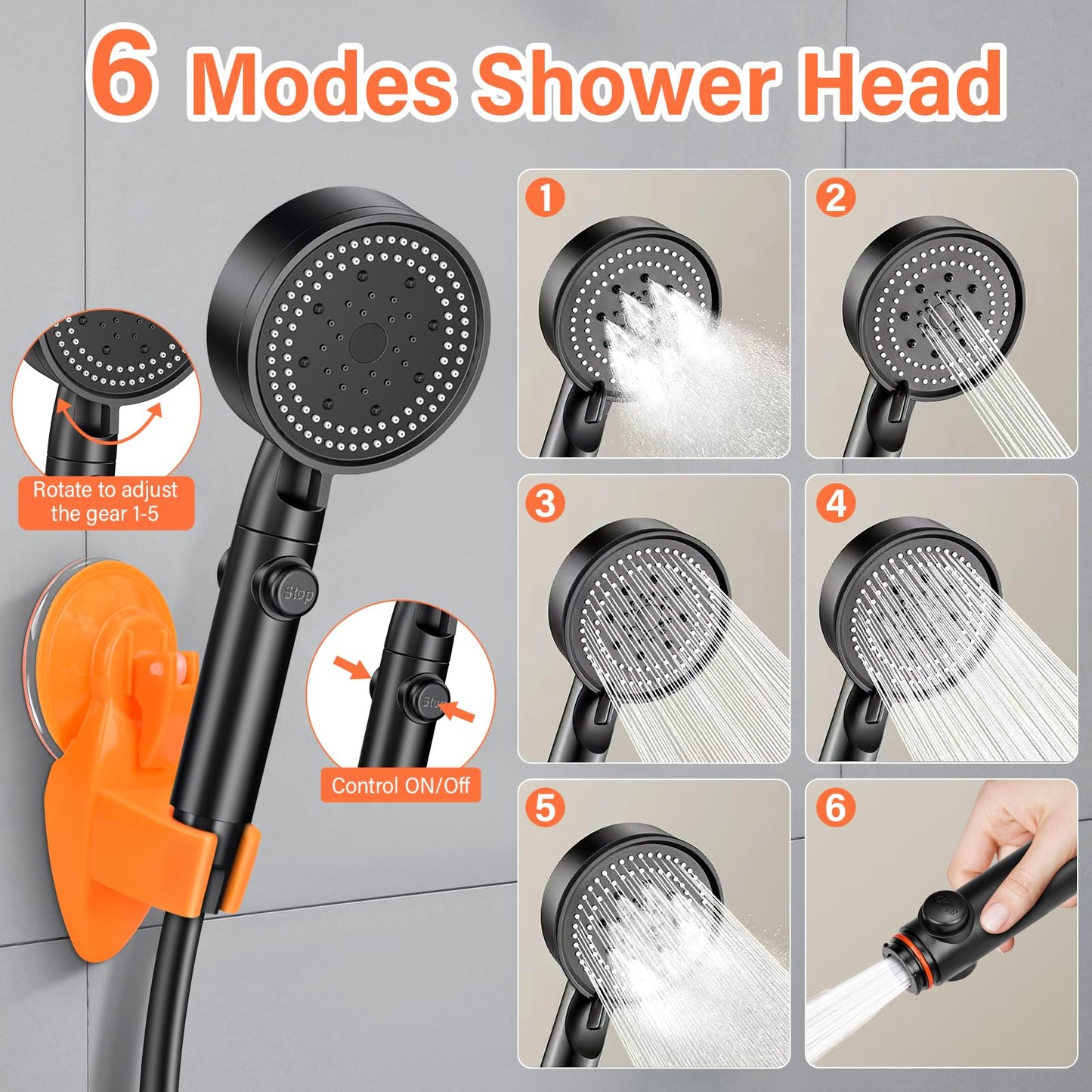 Rsaoty Camping Shower with Pump, 3000mAh Camping Shower Battery, Mobile Showers Outdoor Showers with 20L Foldable Bucket, Shower Head and 2M Hose, for Garden, Beach, Pet, Car Washing, Travel.