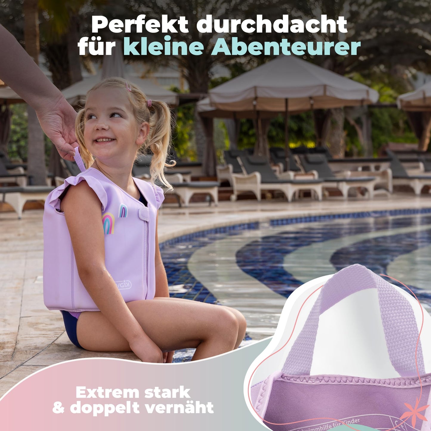 KIDVERSE Swim Vest Kids 2-3 Years - TÜV certified swim aid with waist size up to 56cm - Swim aid for kids 2-3 years - Children's swim vest for learning to swim - Comfortable swim vest for kids