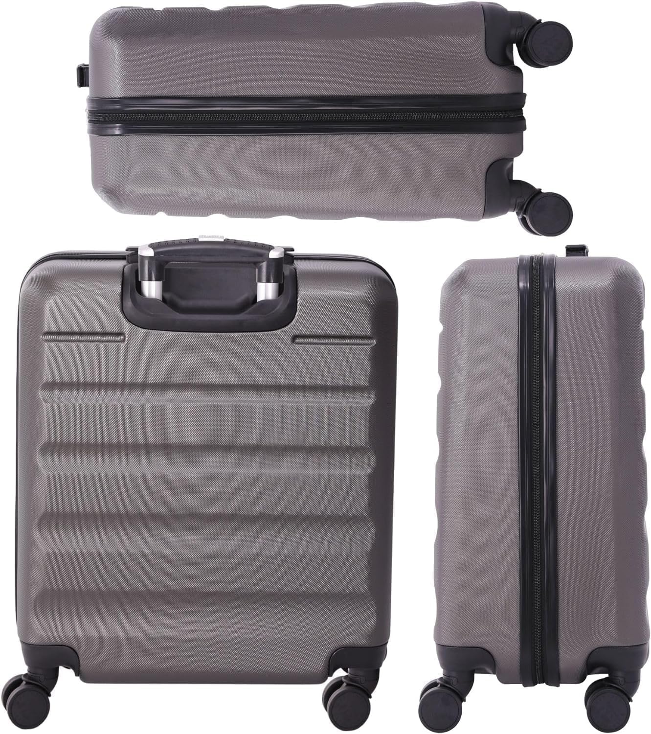 Aerolite 56x45x25cm Easyjet / British Airways / Jet2 maximum 4 wheel carry-on lightweight hard shell cabin suitcase travel trolley luggage 56x45x25 (Charcoal Grey)