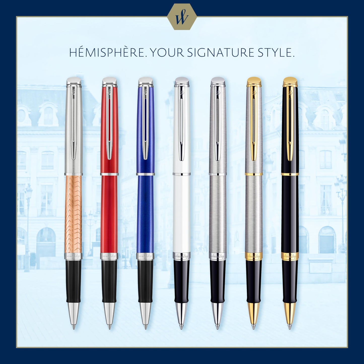 Waterman Hémisphère Rollerball | Stainless Steel with 23K Gold Trim | Fine Point | Black Ink | Gift Box