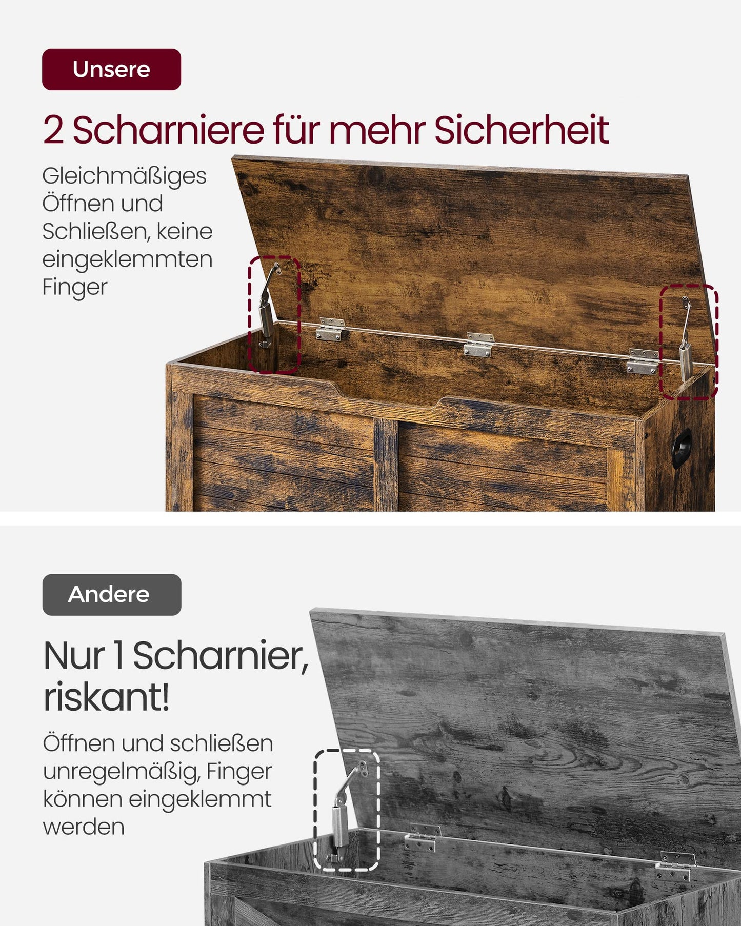 VASAGLE Shoe Bench, Storage Bench with 2 safety hinges, Shoe Cabinet, Country Style, 40 x 100 x 46 cm, for Entryway, Bedroom, Living Room, Vintage Brown LSB061T01