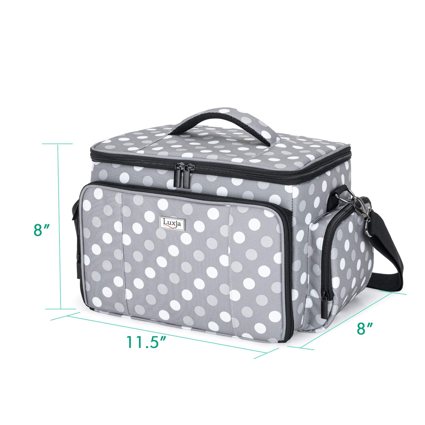 Luxja Sewing Kit Storage, Sewing Accessories Bag Organizer for Beginners, Travelers, Carrying case for sewing machine accessories and sewing tools, Gray Dot