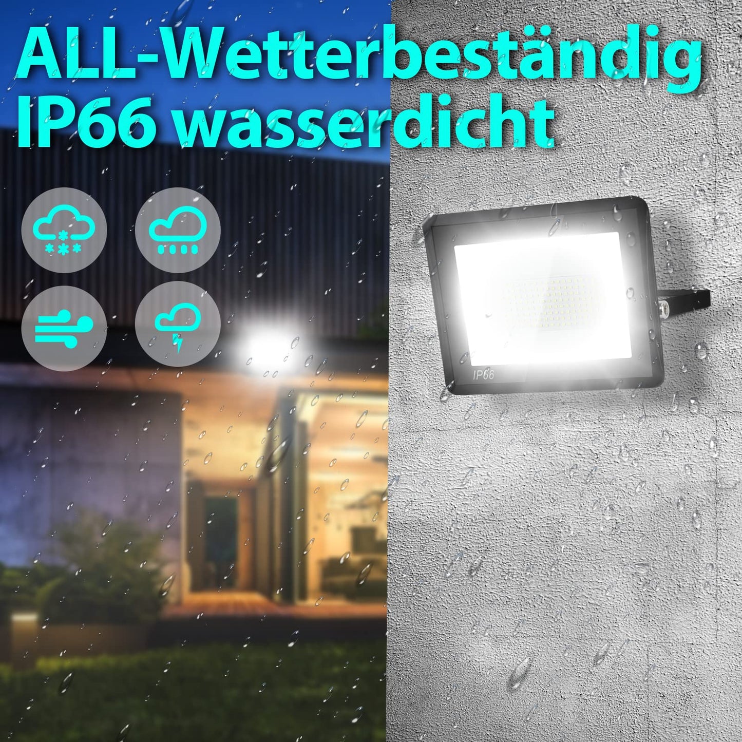 Tubiaz LED Floodlight Outdoor, 30W Floodlight Spotlight Waterproof IP66, Spotlight 230V, Super Bright Outdoor Floodlight 2550LM 6000K Cool White Lighting Outdoor Lamp (No Plug)