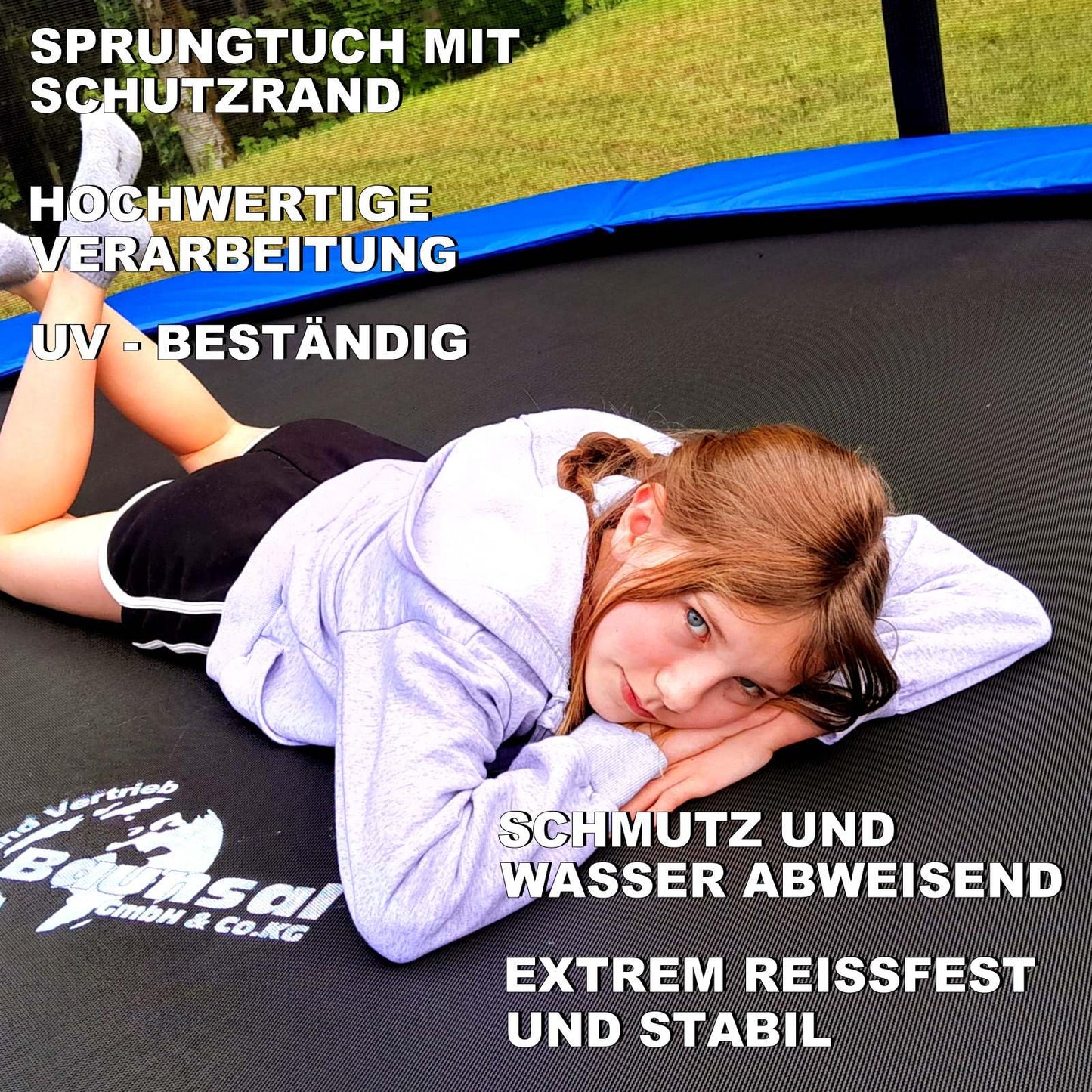 Baunsal® Trampoline jumping mat with safety edge Ø 427 cm with 88 eyelets for spring length 145 mm replacement parts jump mat, replacement mat, safety net, mat for garden trampoline