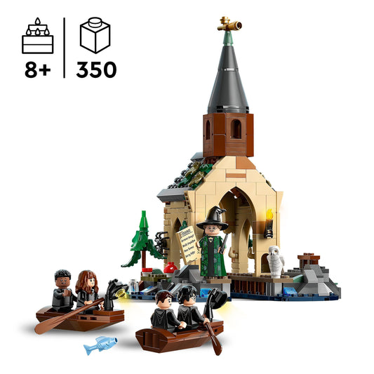 LEGO Harry Potter Hogwarts Castle Boathouse toy model for kids, includes 2 buildable boats and 5 minifigures, gift for girls, boys, and all fans ages 8+ 76426