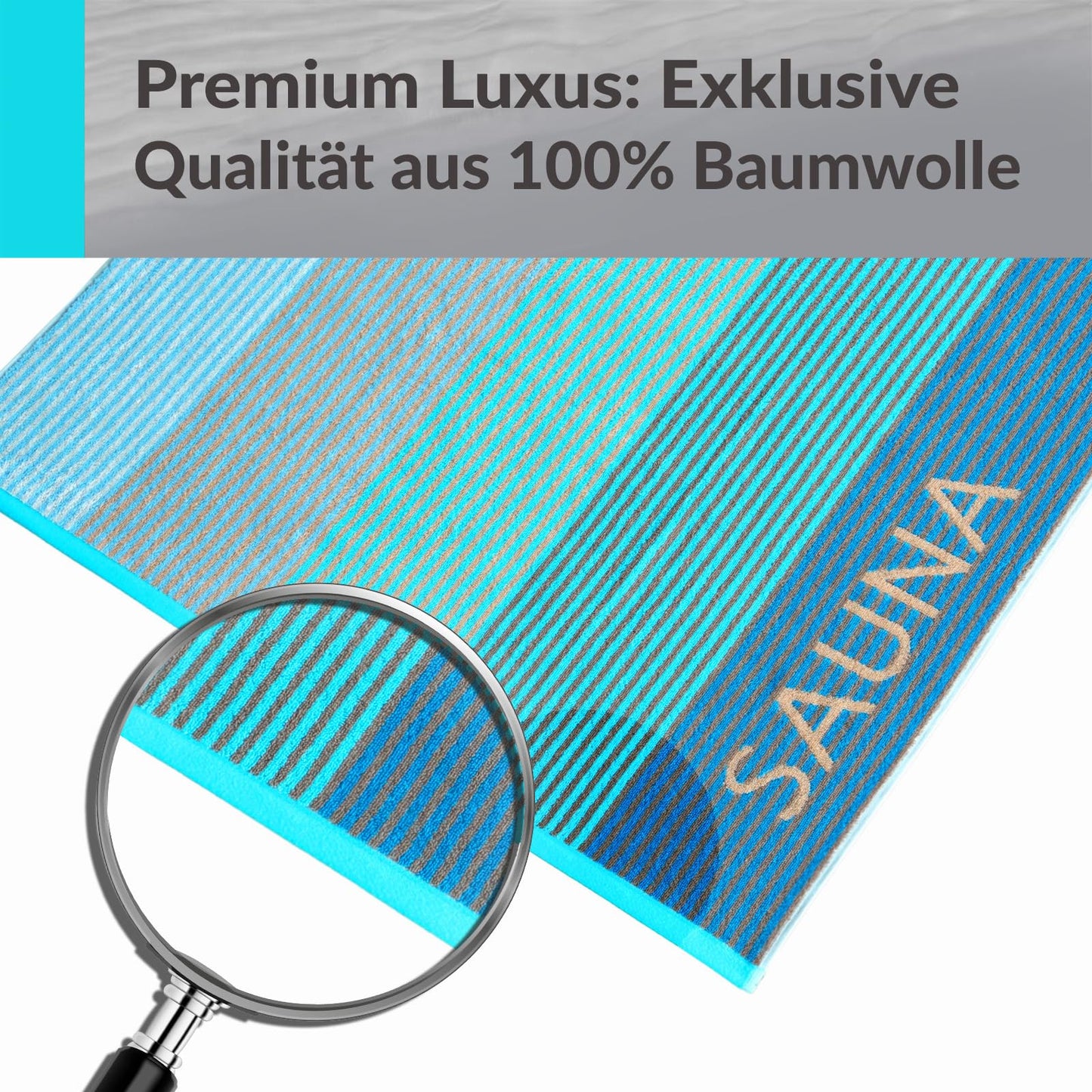 Lashuma Sauna Towel Blue - Turquoise, Helsinki large towel for the sauna, XXL bath towel made of 100% cotton 85x200 cm