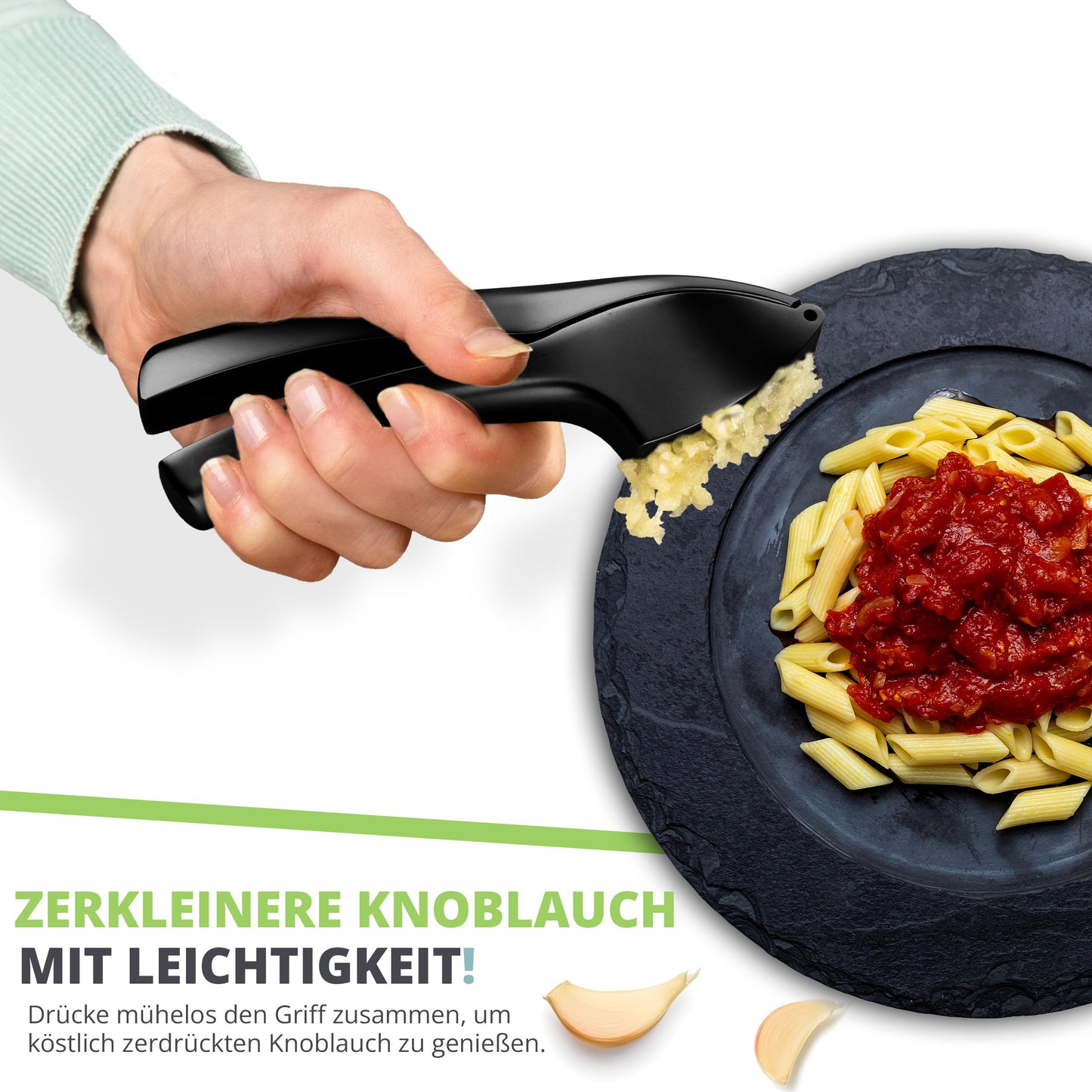 Oliver's Kitchen Premium Garlic Press - Easy to Use & Clean - Crushes Garlic & Ginger Effortlessly (No Peeling Necessary) - Extra Strong & Durable