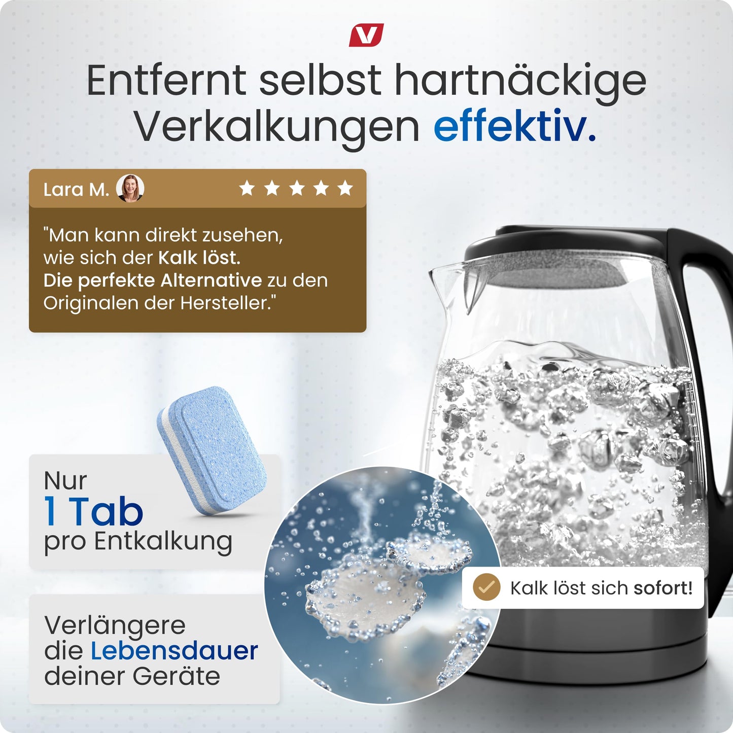 3-in-1 descaling tablets for coffee machines & coffee makers (55 pieces) - descaling tabs for Delonghi, Siemens EQ series, Jura, Krups, Bosch, Miele, Melitta, Krups, Tassimo, WMF.