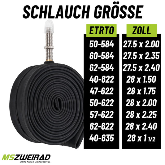 2-pack Schwalbe bicycle tube AV19 40mm for 27.5 28 29 inches (40/62-584/635) including 3 MS bike tire levers