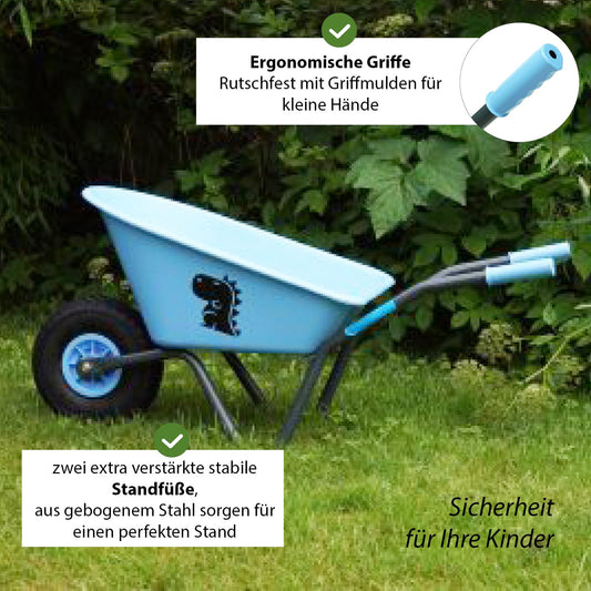 Children's wheelbarrow Uni 3.6 kg 40 kg load capacity Steel Plastic green Solid rubber wheel Wheelbarrow Garden cart (Dragon | blue)