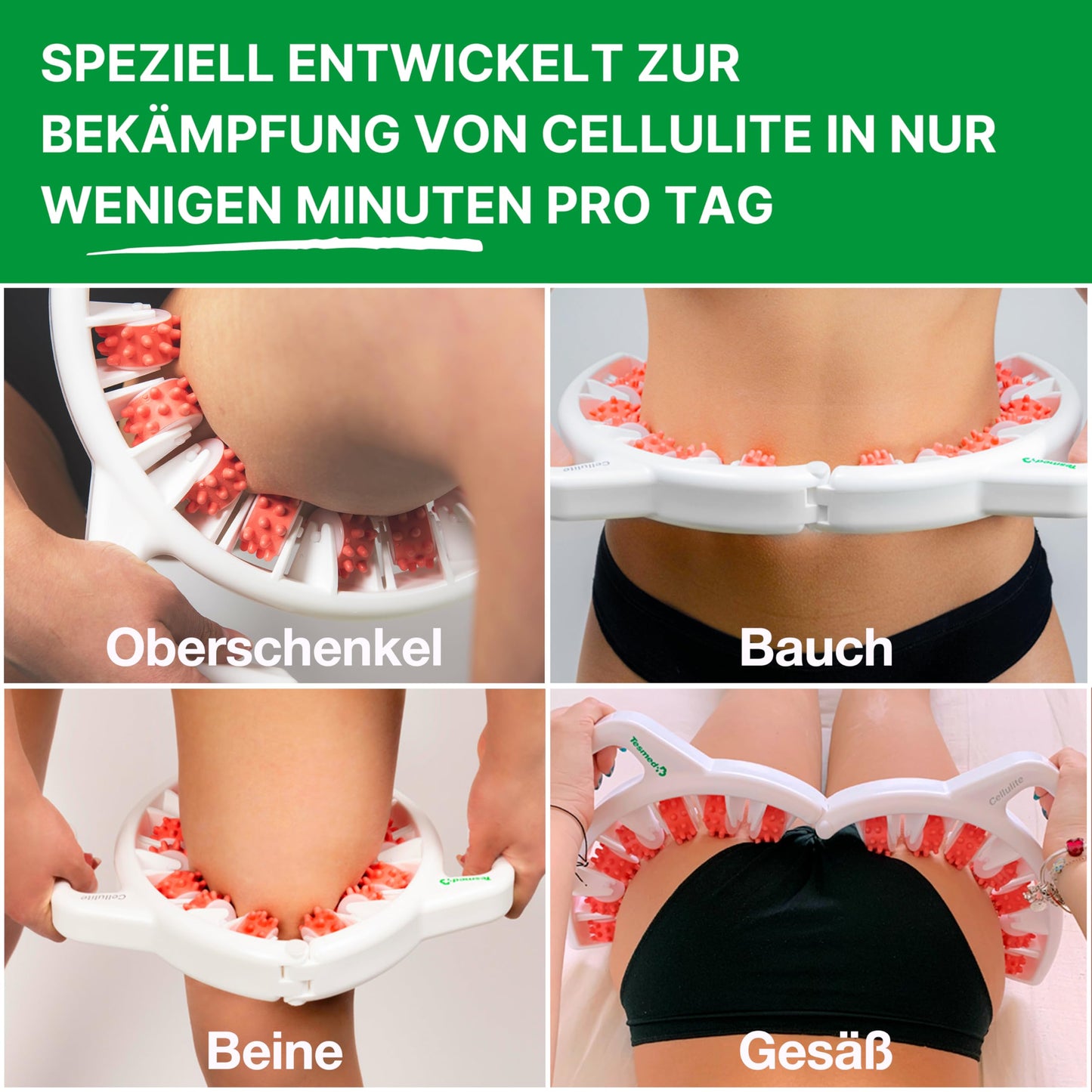 TESMED CELLULITE Manual Anti-Cellulite Massage Device Made in Italy | Patented with triple action | Clinically tested effectiveness | Massage roller for thighs, buttocks, skin tightening.