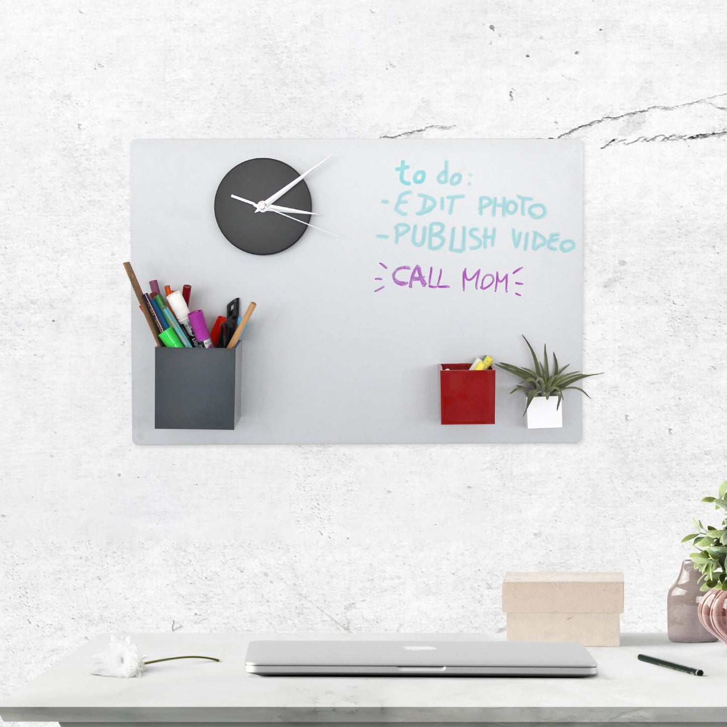 KalaMitica magnetic board - chalkboard magnetic, magnetic bulletin board for all types of magnets - silver - 56x38 cm