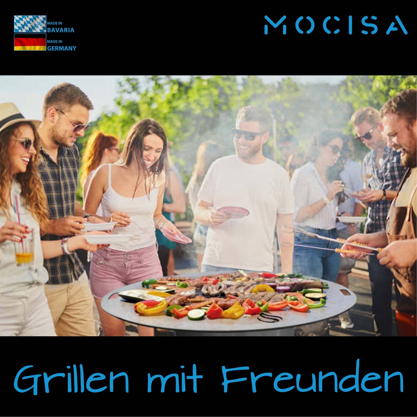 mocisa Universal BBQ Grill Plate 80 cm | Fire Plate | Barrel Grill | Kettle Grill | Ø80 cm Steel Thickness 5mm | made in Bavaria | Plancha | Fire Ring | Grill Ring | BBQ Ring | BBQ Disc