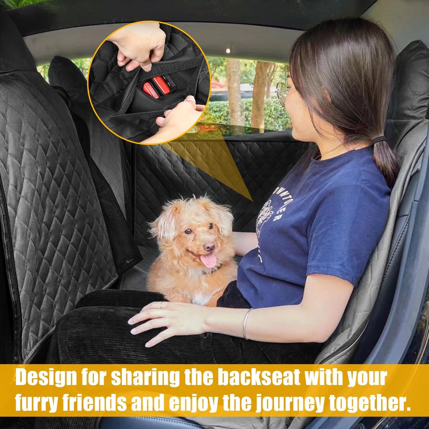 TTCR-II Compatible with Car Seat Cover Dog Back Seat Tesla Model 3 Y S 2018-2023 Waterproof & Scratch-Resistant Dog Blanket Car Backseat for Side Protection & Viewing Window Model 3 Y Car Seat Cover Dog Blanket