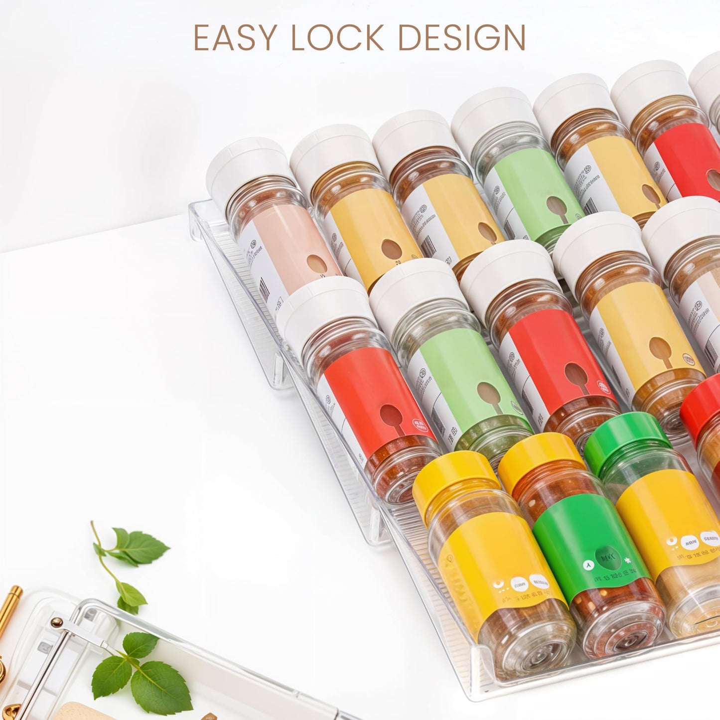 BELLE VOUS Spice Rack Drawer Pull Out, Spice Organizer Drawer 3 Tiers (2 Pcs) - Spice Storage Drawer Insert for Salt, Spices, Vitamins