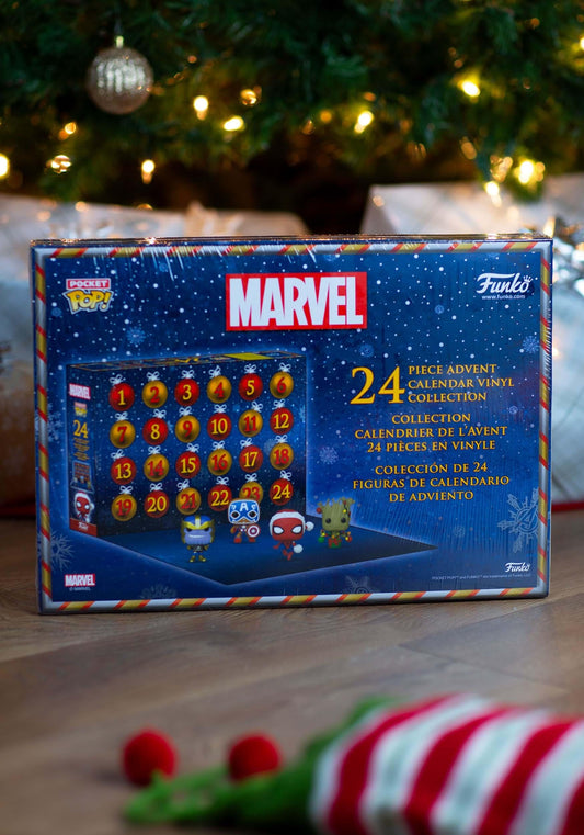 Funko Advent Calendar: Marvel Holiday - Groot - Marvel Comics - 24 days of surprises - Vinyl minifigure for collecting - Mystery box - gift idea - holiday fun for Christmas.