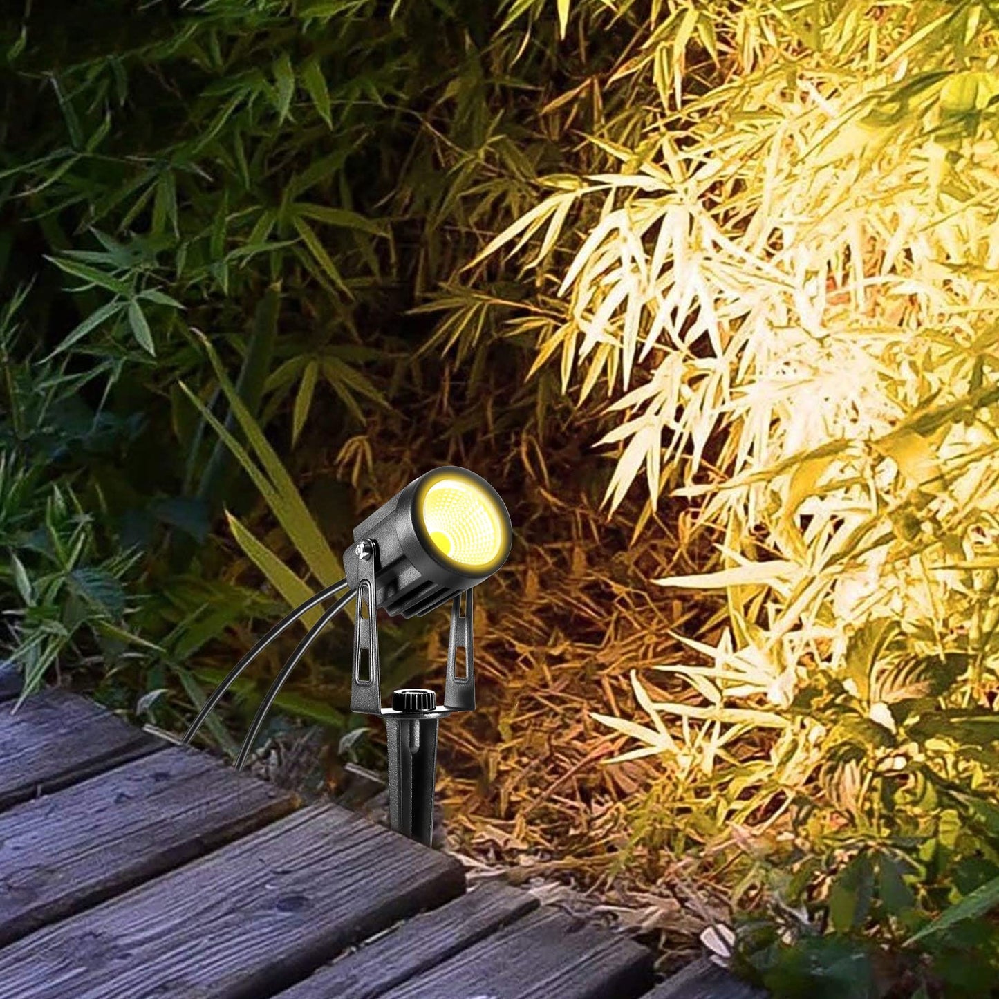Greenclick Garden Lighting LED, 6 Set 1800LM 21m Cable Garden Lighting with Power, IP65 Waterproof Garden Light with Ground Stake, Garden Spotlight Warm White COB Garden Lamp for Outdoor Lawn Path Pond.