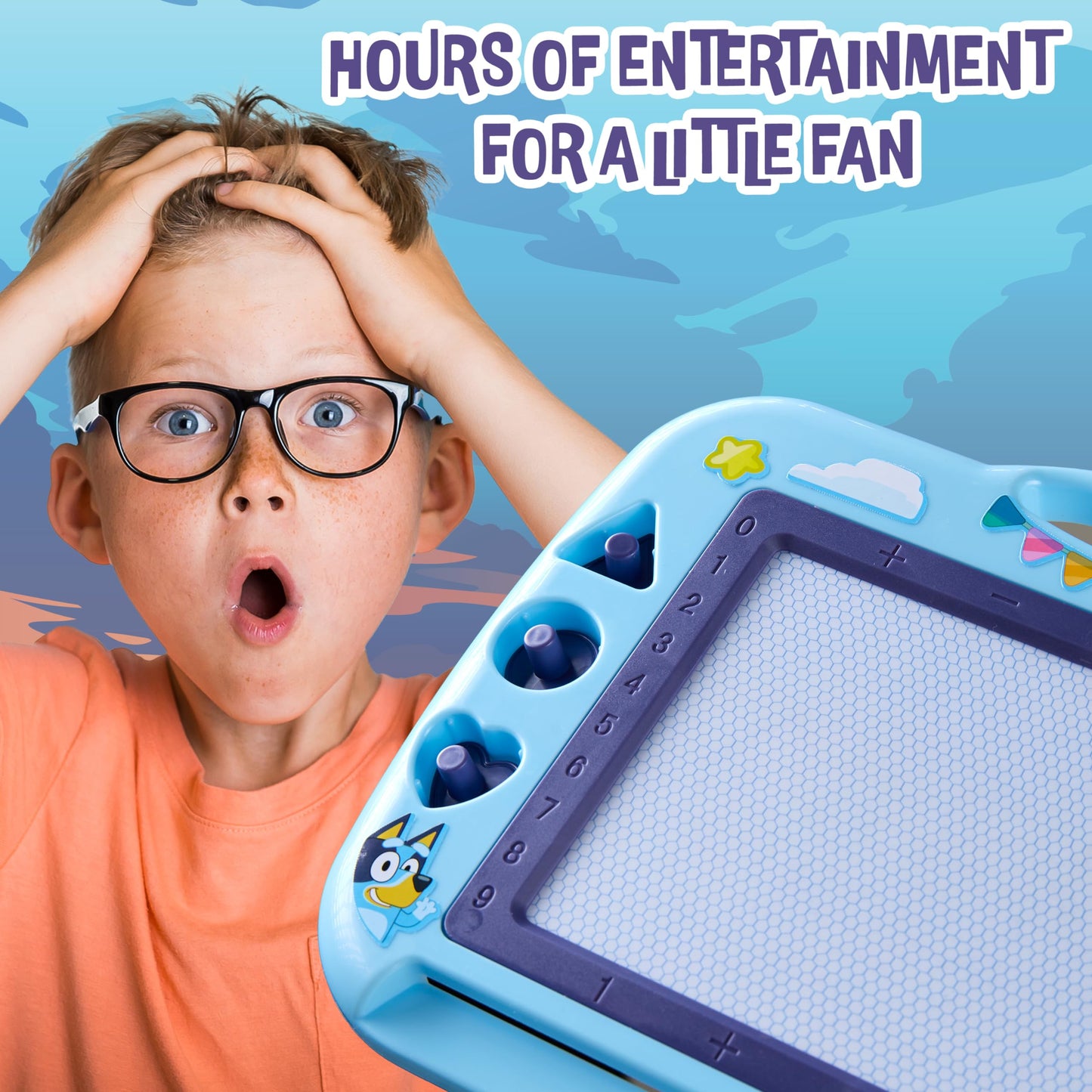 BlueY Magnetic Board Kids - Creative fun with stamps and pen - For kids aged 3 and up - Kids gifts