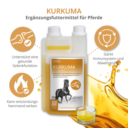 STRÖH Turmeric for Horses (1L dosing bottle) • Supports healthy joint function in horses • Strengthens cartilage, ligaments, joints & tendons