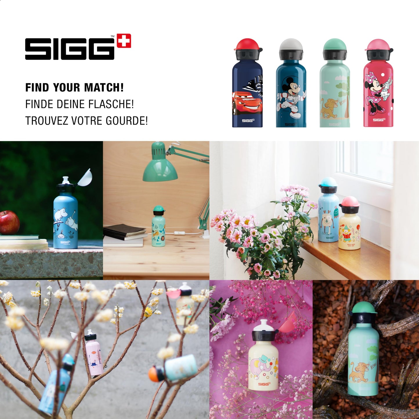 SIGG Cars Speed Kids Water Bottle (0.4 L), non-toxic with leak-proof lid, stylish aluminum water bottle.