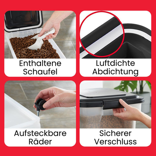 Iris Ohyama Dog Food Storage with Wheels, 45L/15kg, Black, Airtight Food Box, Dry Food, Food Container, For Dogs, Cats, Pet Food Container, Scoop, BPA-Free, Feed Barrel, ATS-L