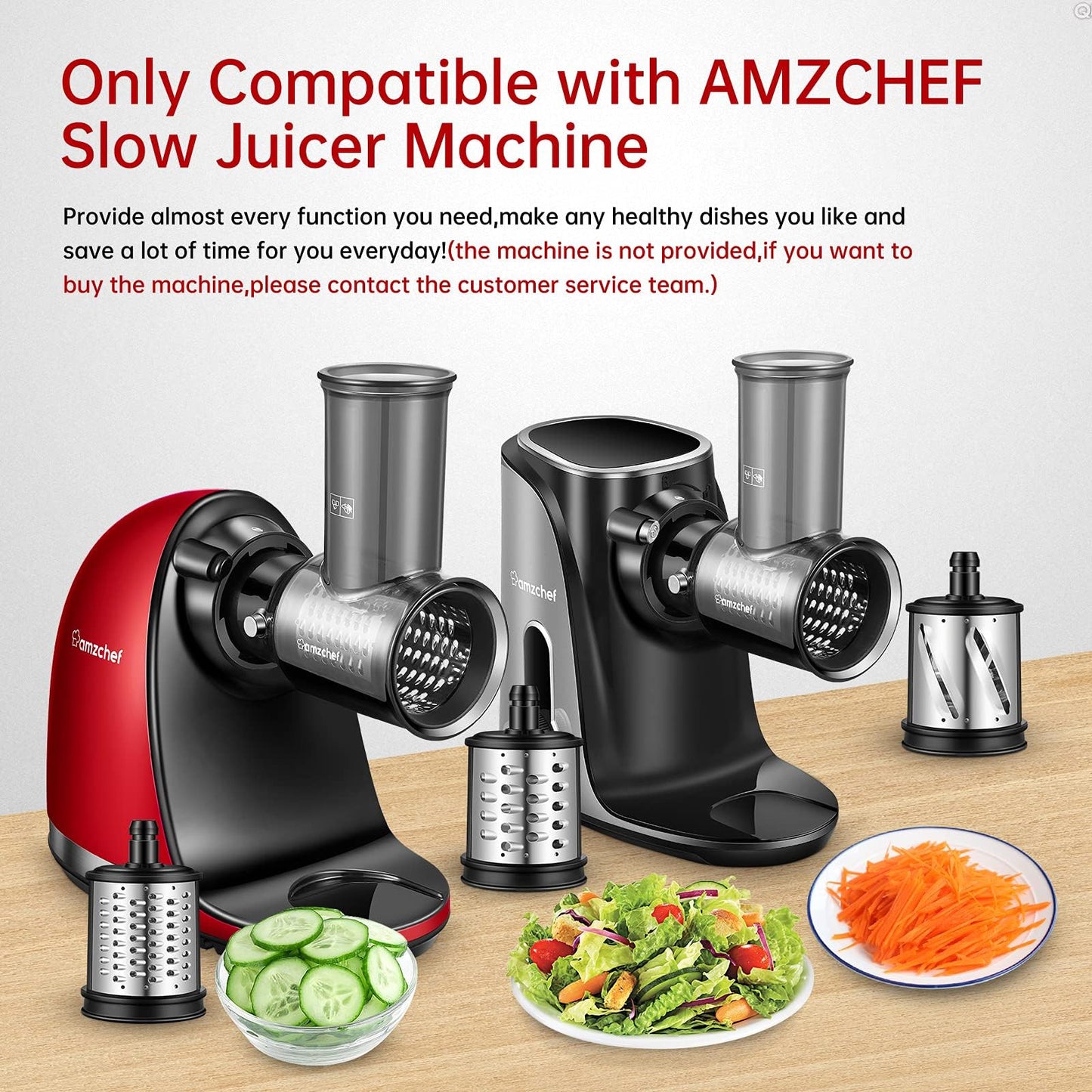 AMZCHEF Slow Juicer Accessory - 3 Stainless Steel 304 Drum Grater Attachments - For ZM1501 & GM3001 - Multifunctional & Safe - Easy to Clean, P-001